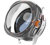 Miimall Case for Samsung Galaxy Watch 7, [Transform to Watch Ultra Look] Hard PC Cover with Scale + HD Tempered Glass Screen Protector, Full Protection Case for Galaxy Watch 7 40MM-Titanium Grey