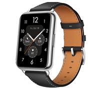 Miimall Compatible for Huawei Watch Fit 2 Leather Strap, Genuine Leather Adjustable Band with Stainless Steel Buckle, Replacement Bracelet Strap for Huawei Watch Fit 3-Black