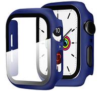 Miimall Compatible with Apple Watch Series 3/2/1 38mm Screen Protector Case, Hard PC Cover + Tempered Glass Protective Film All-around Protective Bumper Case for iWatch Series 3/2/1 - Midnight Blue