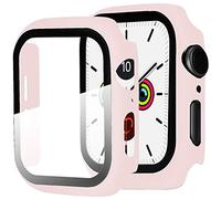 Miimall Compatible with Apple Watch Series 3/2/1 42mm Screen Protector Case, Hard PC Cover + Tempered Glass Screen Protective Film All-around Protective Bumper Case for iWatch Series 3/2/1 - Pink