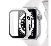 Miimall Compatible with Apple Watch Series 3/2/1 42mm with Tempered Glass Screen Protector, Hard PC All-around Scratch-resistant Shock-proof Protective Case for iWatch 42mm-White