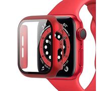 Miimall Compatible with Apple Watch Series 3/2/1 42mm with Tempered Glass Screen Protector, Hard PC All-around Scratch-resistant Shock-proof Protective Case for iWatch 42mm-Red