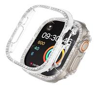 Miimall Compatible with Apple Watch Ultra 2 49mm Bling Case for Women, Hard PC Frame Bumper without Screen Protector, Crystal Diamonds Shell Ultra Slim Protective Cover for iWatch Ultra 49mm-Clear