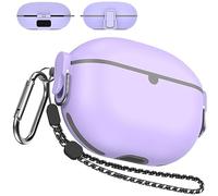 Miimall Compatible with Beats Studio Buds + /Beats Studio Buds Case, [Secure Metal Lock Switch] [Carabiner] [Lanyard] Silicone Shockproof Anti-scratch Protective Cover for Beats Studio Buds (Purple)