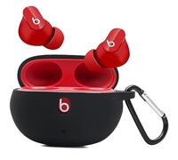 Miimall Compatible with Beats Studio Buds+ Case, [Anti-Lost Keychain] [Front LED Visible] Flexible Silicone Skin Cover Ultra-Thin Shockproof Full Protective Cover for Beats Studio Buds/Buds Plus-Black