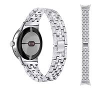 Miimall Compatible with Google Pixel Watch 2/Pixel Watch Metal Strap, Bling Diamond Rhinestone Stainless Steel Bracelet Band Women Adjustable Replacement Strap Wristband - Silver