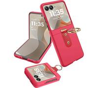 Miimall Compatible with Motorola Razr 60 Screen Protector Case, [Built-in Screen Protector] [Ring Holder], Hard PC Slim Fit Shockproof Dustproof Full Coverage Protective Cover for Moto Razr 60, Red