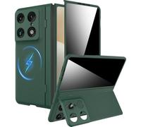 Miimall Compatible with Motorola Razr Fold Case, PC Shockproof Cover, Case with [Privacy Screen Protector], [Wireless Charging], [Foldable Kickstand], Non Slip Cover for Motorola Razr70 Fold, Green