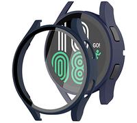 Miimall Compatible with Samsung Galaxy Watch 5/Watch 4 40mm 44mm Case with Tempered Glass Screen Protector Hard Matte PC Protective Frame Anti-Scratch Full Cover for Galaxy Watch 5 44mm-Blue