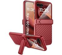 Miimall for Motorola Razr 60 Ultra Case with Screen Protector, [Kickstand], [Hinge Protection] Anti-Slip Anti-Scratch Ultra Thin Shock proof Rugged Full Body Case for Moto Razr 60 Ultra-Wine Red