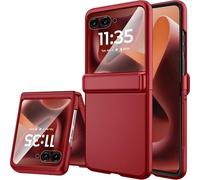 Miimall for Motorola Razr 60 Ultra Screen Protector Case, [Hinge Protection] [Built-in Glass Screen Protector], Hard PC Anti-Slip Slim Shockproof Full Body Case for Motorola Razr 60 Ultra-Red
