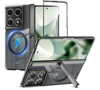Miimall for Motorola Razr Fold Case with Hinge Protection, [Compatible with MagSafe] [Kickstand] [Built-in Screen Protector] Clear Thin Shockproof Magnetic Full Body Cover for Razr70 Fold-Black