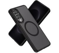 Miimall for Samsung Galaxy S25 Edge Case, [Magnetic Adsorption] [Translucent Matte] [Military Grade Drop Protection], Slim Scratch-Resistant Non-Slip Shockproof Protective Case for S25 Edge, Black