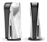 Miimall for Sony Playstation 5 Console Case Skin, Rugged ABS Electroplated Faceplate Cover for PS5 Disc Edition Shockproof Anti-Scratch Replacement Side Plates Shell for PS5 Console Accessories-Silver