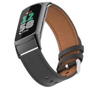 Miimall Leather Strap Compatible with Fitbit Charge 6/Fitbit Charge 5 Strap, Breathable Holes PU Leather Band, Adjustable Replacement Wristband with Metal Buckle for Women-Black