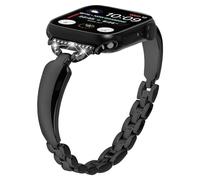 Miimall Metal Band for Apple Watch Series 10 9 8 7 6 5 4 3 2 1 SE 2/1 Ultra 2/1, Bling Diamond Zinc Alloy Strap for iWatch 49mm 45mm 46mm 44mm 42mm, Adjustable Replacement Strap for Women Girl-Black