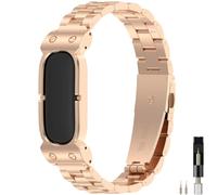Miimall Metal Band for Google Fitbit Air, No Gap Slim Stainless Steel Strap, Elegant Luxury Business Classy Adjustable Waterproof Replacement Bracelet for Fitbit Air for Men Women, Rose Gold