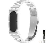 Miimall Metal Band for Google Fitbit Air, No Gap Slim Stainless Steel Strap, Elegant Luxury Business Classy Adjustable Waterproof Replacement Bracelet for Fitbit Air for Men Women, Sliver
