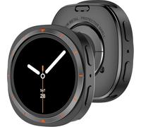 Miimall Metal Case for Samsung Galaxy Watch 8 40mm 44mm, Rugged Zinc Alloy PC Bumper, Front Cover + Rear Cover, Protective Case for Samsung Galaxy Watch 8 44mm-Black Orange