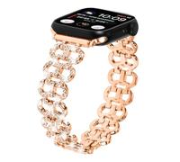 Miimall Metal Strap Compatible with Apple Watch 38mm/40mm/41mm, Bling Crystal Rhinestone Zinc Alloy Band Women Adjustable Replacement Bracelet Strap for iWatch SE Series 8/7/6/5/4/3/2/1, Rose Gold