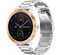 Miimall Metal Strap for Garmin Vivoactive 6/5/3, 20mm Forerunner 165/55/245/570 42mm Stainless Steel Strap, Venu/2 Plus/Sq2, Vivomove Sport/Trend/Luxe, Approach S12 S50 S44 S42 Band for Women-Silver