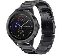 Miimall Metal Strap for Garmin Vivoactive 6/5/3, 20mm Forerunner 165/55/245/570 42mm Stainless Steel Strap, Venu/2 Plus/Sq2, Vivomove Sport/Trend/Luxe, Approach S12 S50 S44 S42 Band for Men-Black