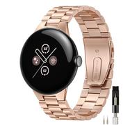 Miimall Metal Strap for Google Pixel Watch 4/3/2/1 41mm, Ultra-thin No Gap Stainless Steel Band Folding Clasp Adjustable Replacement Wristband for Pixel Watch 4 41mm 2025-Rosegold