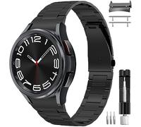 Miimall Metal Strap for Samsung Galaxy Watch 7 FE 6 5 4 40mm 44mm, /Watch 6 Classic 43mm 47mm/Watch 5 Pro 45mm/Watch 4 Classic, Stainless Steel Band Folding Clasp Adjustable Replacement Strap-Black
