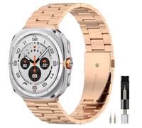 Miimall Metal Strap for Samsung Galaxy Watch Ultra 47mm 2025/2024, No Gap Business Slim Stainless Steel Band, Adjustable Galaxy Watch 8 Ultra/7 Ultra Replacement Bracelet for Men Women-Rose Gold