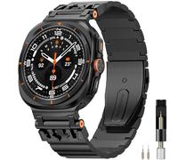 Miimall One-Click Metal Strap for Samsung Galaxy Watch Ultra 47mm 2025/2024, Armoured Wristband Stainless Steel Strap, No Gap Business Bracelet, Samsung Watch Ultra Replacement Band for Men-Black