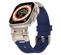 Miimall One-Click Strap for Apple Watch Ultra 3/2/1 49mm, Series 11/10 46mm, 9/8/7 45mm, iWatch SE3/SE2/SE/6/5/4 44mm, TPU Band with Metal Connector, Replacement Strap for Men Women-Navy Blue