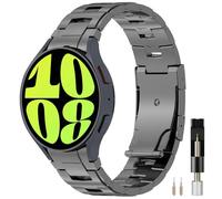 Miimall Premium Titanium Band for Samsung Galaxy Watch FE/7/6/5/4 40mm 44mm, No Gap Lightweight Metal Wristband for Watch 6 Classic/5 Pro/4 Classic, Samsung Watch Replacement Strap for Men Women-Grey