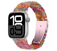 Miimall Resin Strap for Apple Watch Series 11 10 9 8 7 6 5 4 SE 3 2 1, Lightweight Band for iWatch 42mm(Series 10 11) 41mm 40mm 38mm, Waterproof Replaceable Bracelet for Women-Rose Gold/Rainbow Candy