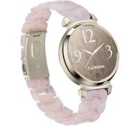 Miimall Resin Strap for Garmin Lily 2/Lily2 Active/Lily 2 Classic, Elegant Classy Slim Resin Bracelet, Lightweight Waterproof Sport Band for Women Ladies Girls-Pink Floral/Champagne Buckle
