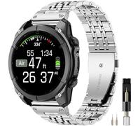 Miimall Rugged 22mm Metal Strap for Garmin Fenix 8 47mm/7/pro/6/6 pro/5 plus/E, Quick Fit Adjustable Stainless Steel Replacement Formal Band for Forerunner 970/965/Instinct 3/2/1 Men Women, Silver