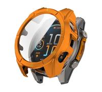 Miimall Scale Case Compatible with Garmin Fenix 8, Hard PC Cover with HD Tempered Glass Screen Protector, Full Protection Case for Garmin Watch Fenix 8 51MM SOLAR (Not for Fenix 8 AMOLED)-Orange Green