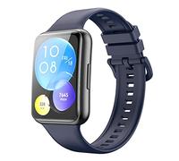 Miimall Silicone Strap Compatible with Huawei Watch Fit 2, Soft Sport Band Breathable Ultra-light Waterproof Durable Adjustable Replacement Wristband for Huawei Watch Fit 2-Dark Blue