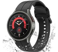 Miimall Silicone Strap for Samsung Galaxy Watch FE, Galaxy Watch 7/6/5/4 Band 40mm 44mm，Watch 6 Classic 43/47mm，Watch 5 Pro 45mm，Watch 4 Classic 42/46mm，Flexible No Gap Replacement Band-Black