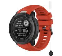 Miimall Soft Silicone Strap Compatible with Garmin Instinct 2X /Solar/Tactical Edition, Breathable Lightweight Waterproof Wristband, Adjustable Replacement Band for Instinct 2X Solar-Red