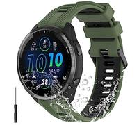Miimall Strap Compatible for Garmin Forerunner 965 Strap, Soft Silicone Sports Band Adjustable Replacement Wristband for Garmin Forerunner 965/955/945/935 (Green+Black)