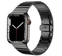 Miimall Strap for Apple Watch 38mm/40mm/41mm/42mm, Solid Stainless Steel Adjustable Link Band With Butterfly Metal Clasp Replacement Bracelet for iWatch SE Series 10/9/8/7/6/5/4/3/2/1(Black)