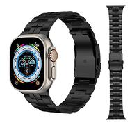 Miimall Titanium Strap for Apple Watch Ultra 2/Ultra 49mm, Series 10 46mm, Series 9/8/7 45mm, Series SE/6/5/4 44mm, Series 3/2/1 42mm, Titanium Metal Adjustable Link Band Replacement Wristband, Black
