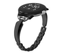 Miimall Zinc Alloy Strap for Google Pixel Watch 3 41mm/Pixel Watch 2/1 Bling Rhinestone Wristband, 20mm No Gap Metal Band, Adjustable Replacement Straps for Women Girl-Black