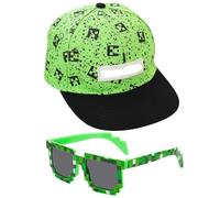 Miinnecraft Baseball Cap and Sunglasses Set, 2PCS Children Sun Hat Sunglasses Adjustable Peaked Cap Back Buckle Hat Breathable Sports Hats Kids Sunglasses Summer Accessories Set for Kids 2 to 8 Years