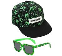 Miinnecraft Baseball Cap and Sunglasses Set, 2PCS Children Sun Hat Sunglasses Peaked Cap Back Buckle Hat Breathable Adjustable Sports Hats Kids Sunglasses Summer Accessories Set for Kids 2 to 8 Years