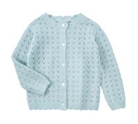 Miipat Baby Girl Sweater Toddler Knit Cardigans Up Hollow Crochet Knitwear Long Sleeve Button Solid Fall Winter Clothes for Girls（Lightblue 90 2-3 Years
