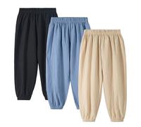 Miipat Baby Girl Trouser 3Pcs Toddler Boy Casual Long Pants Kids Summer Soft Elastic Waist Solid Color Unisex Harem Trouser 120 4-5 Years