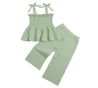 Miipat Baby Girls Clothes Infant Summer Outfits Sets Suspender Top and Pants 2Pcs Clothing Set for Baby Girl Green 73 12-18 Months