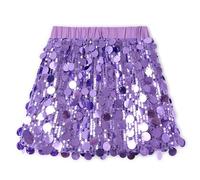 Miipat Girls Sequin Skirt Sparkly Kids Mini Skirts with Lining Elastic Waist Glitter Skorts for Dance Birthday Princess Party Festival Purple 110 3-4 Years