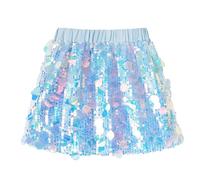 Miipat Girls Sequin Skirt Sparkly Kids Mini Skirts with Lining Elastic Waist Glitter Skorts for Dance Birthday Princess Party Festival Mermaidblue170 12-13 Years